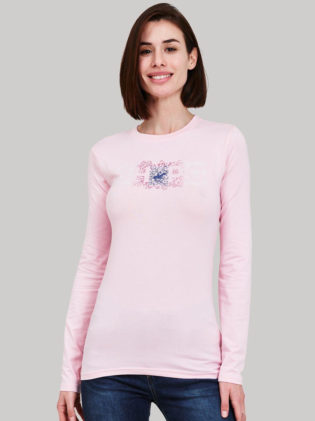 beverly hills polo club women pink printed round neck t-shirt