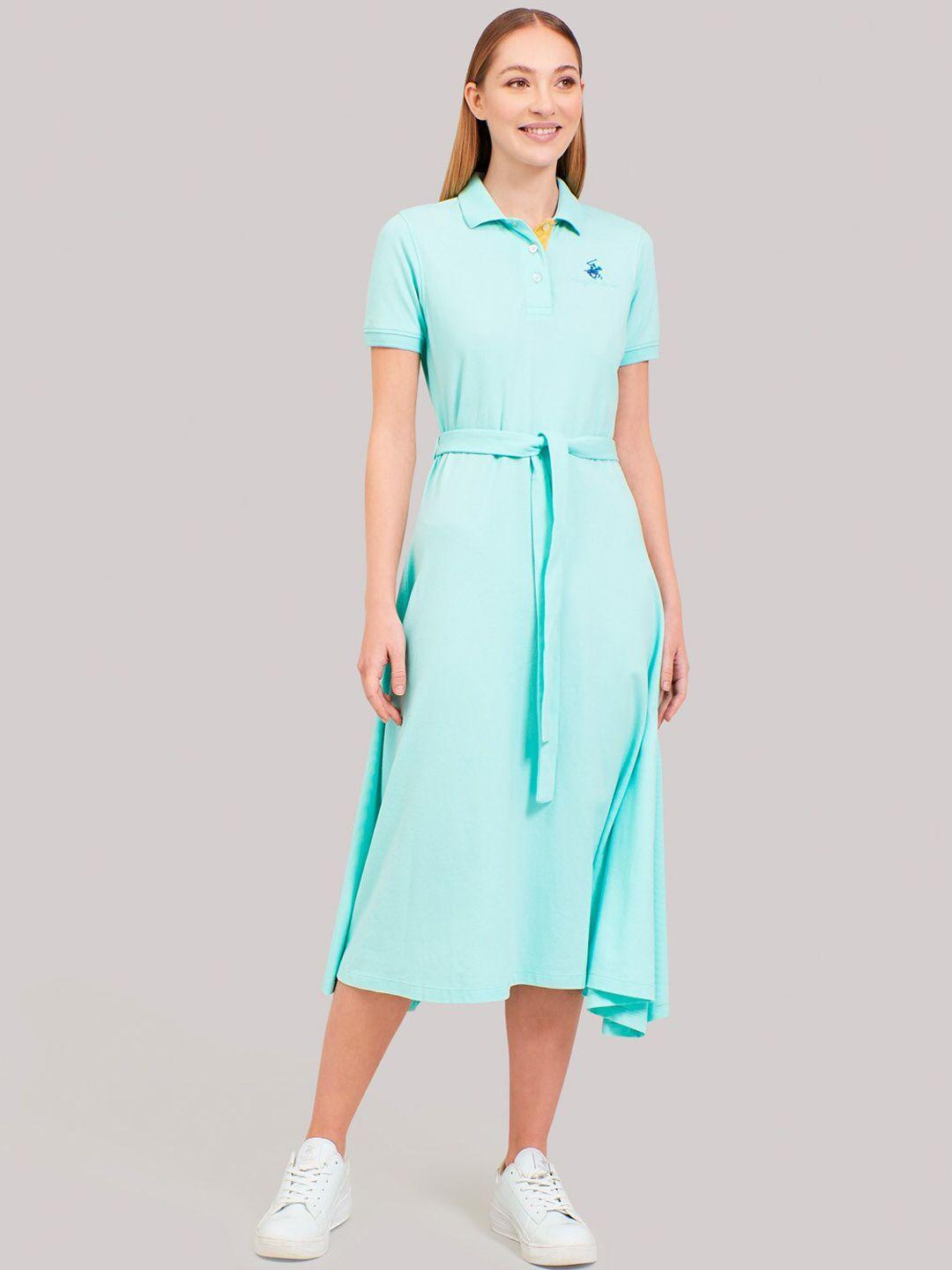 beverly hills polo club women turquoise blue solid shirt dress
