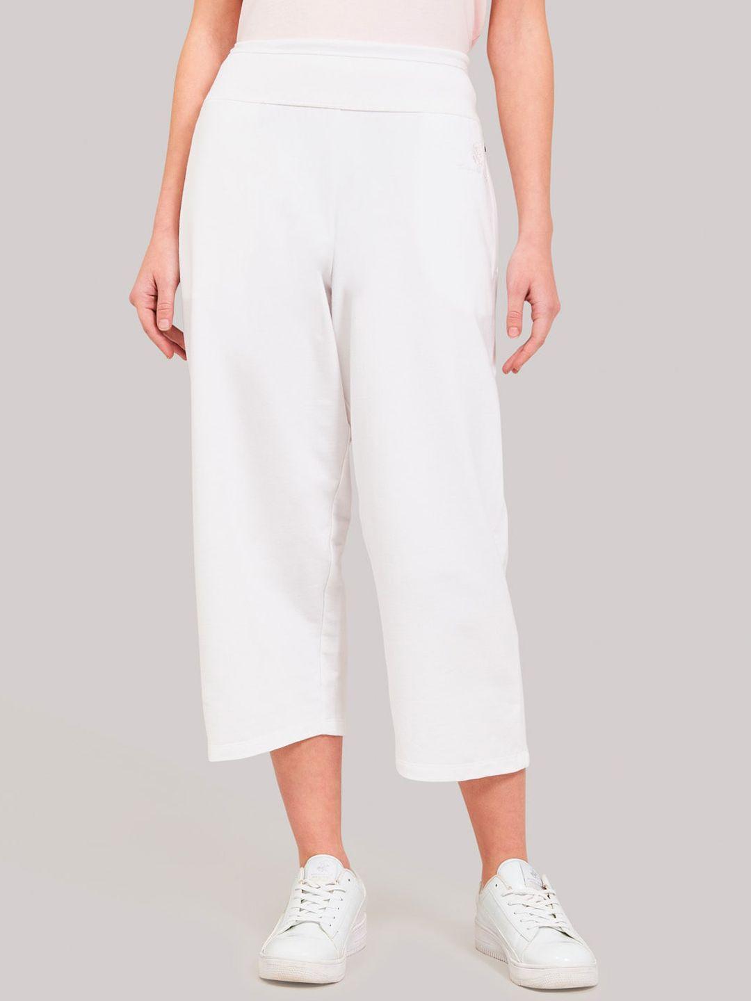 beverly hills polo club women white regular fit solid culottes