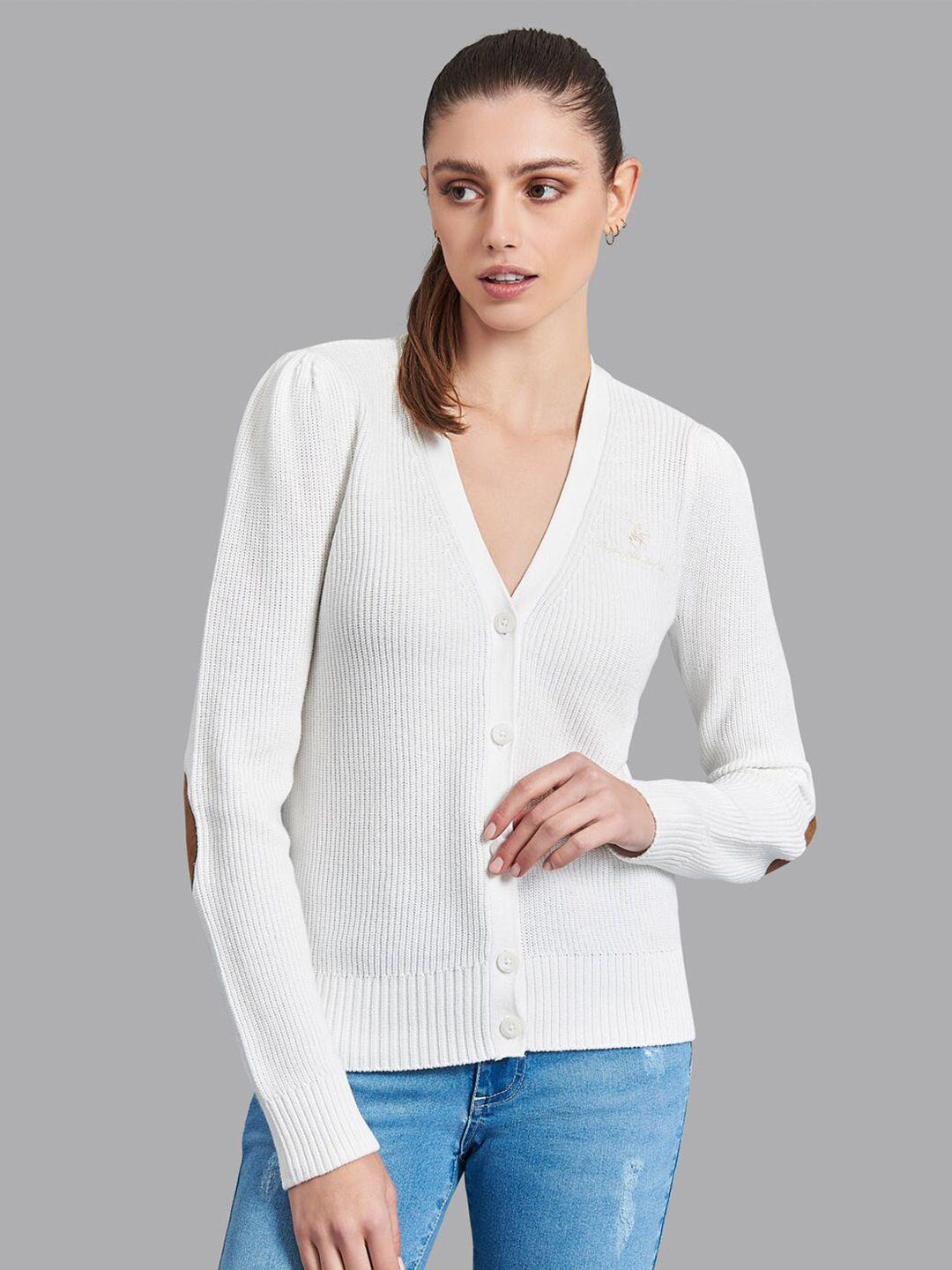 beverly hills polo club women white ribbed cardigan