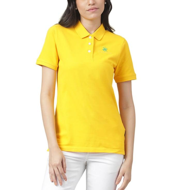 beverly hills polo club yellow polo t-shirt