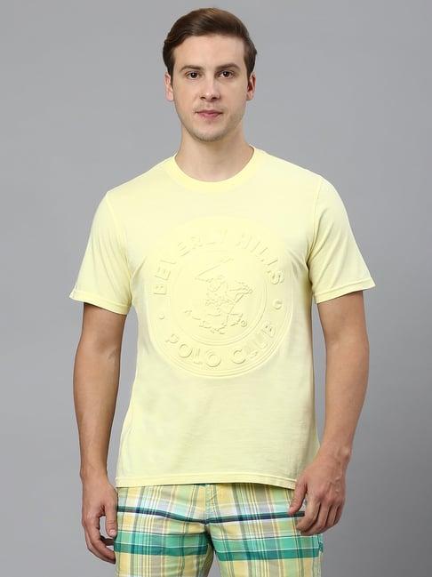 beverly hills polo club yellow regular fit cotton crew t-shirt