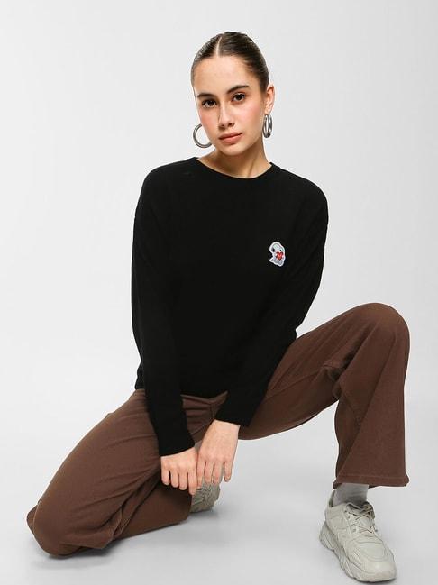 bewakoof black relaxed fit sweater