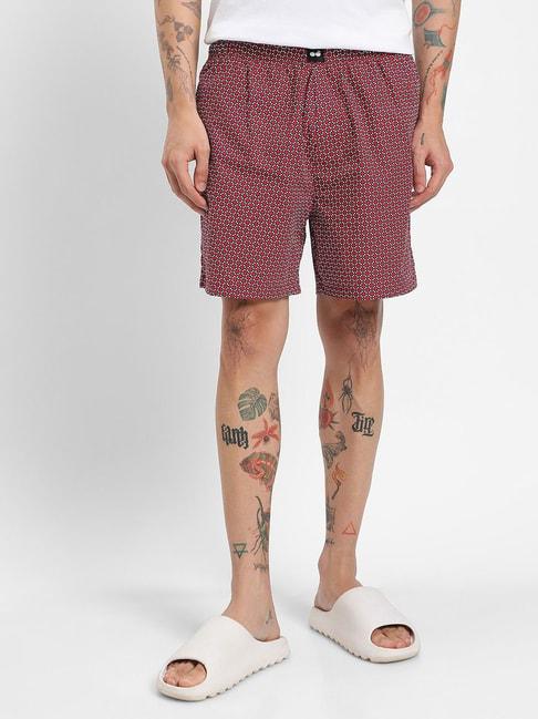 bewakoof-maroon-cotton-regular-fit-printed-boxers