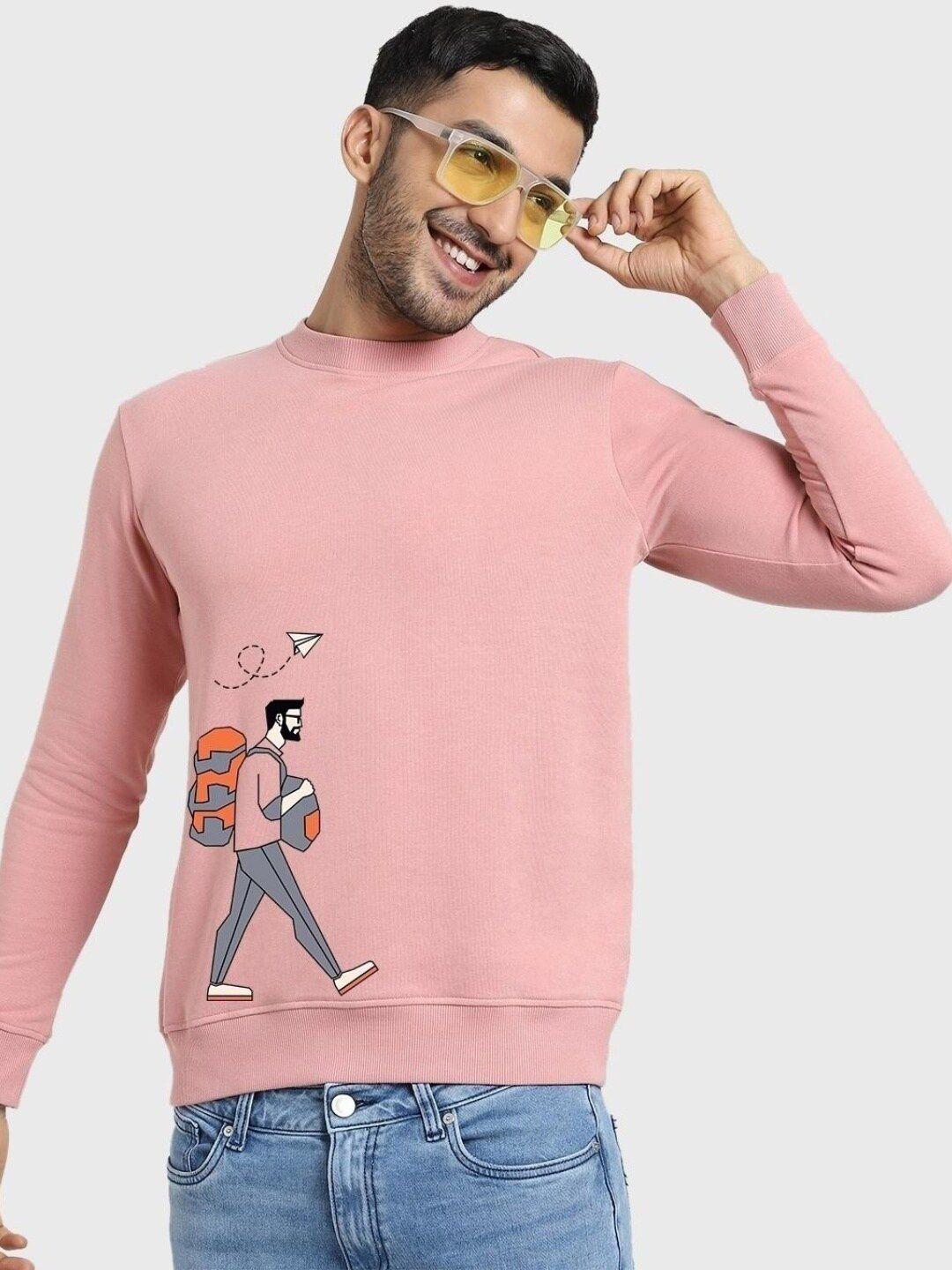bewakoof men printed fleece sweatshirt