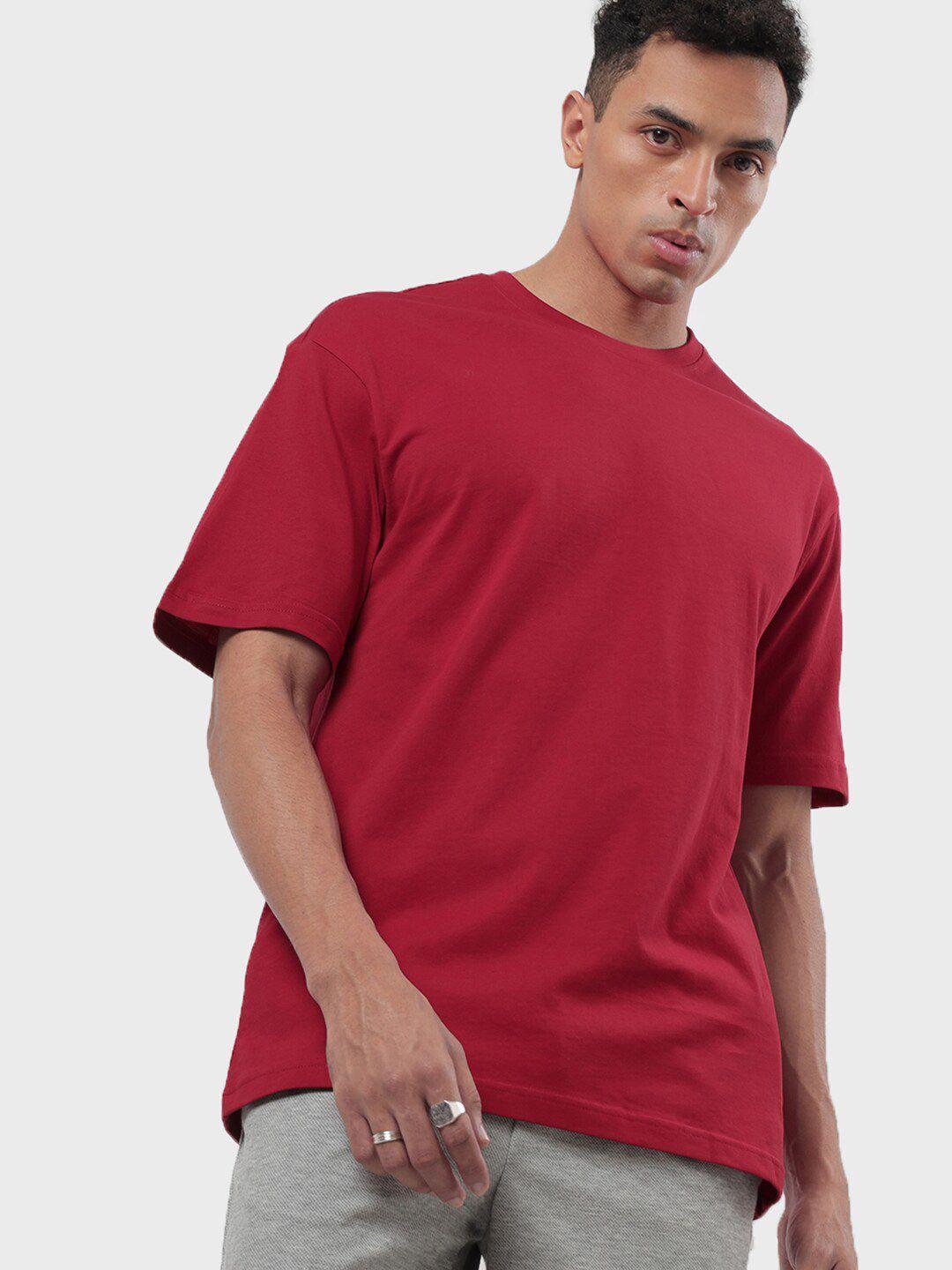 bewakoof men red oversized t-shirt