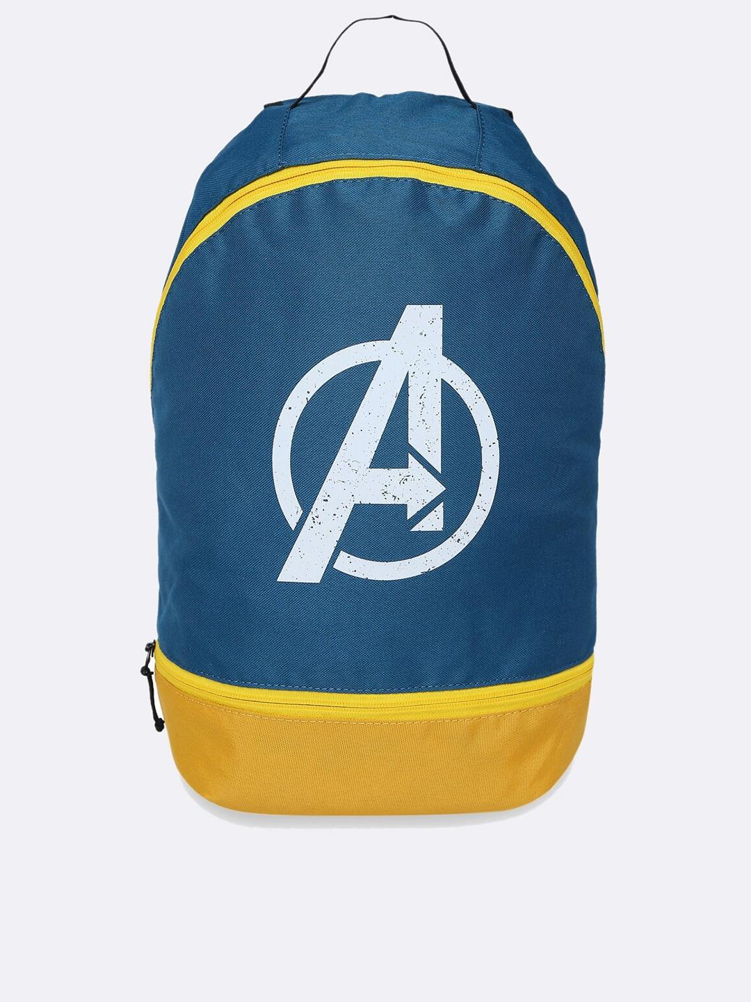 bewakoof unisex blue & yellow avenger printed backpack