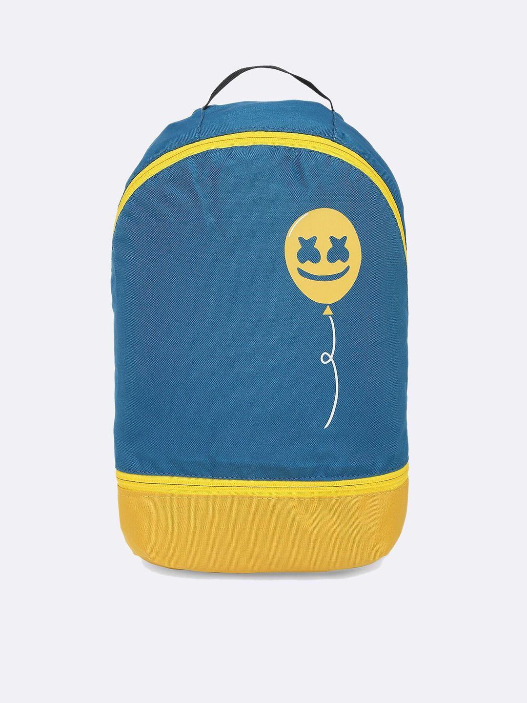 bewakoof unisex blue & yellow graphic backpack