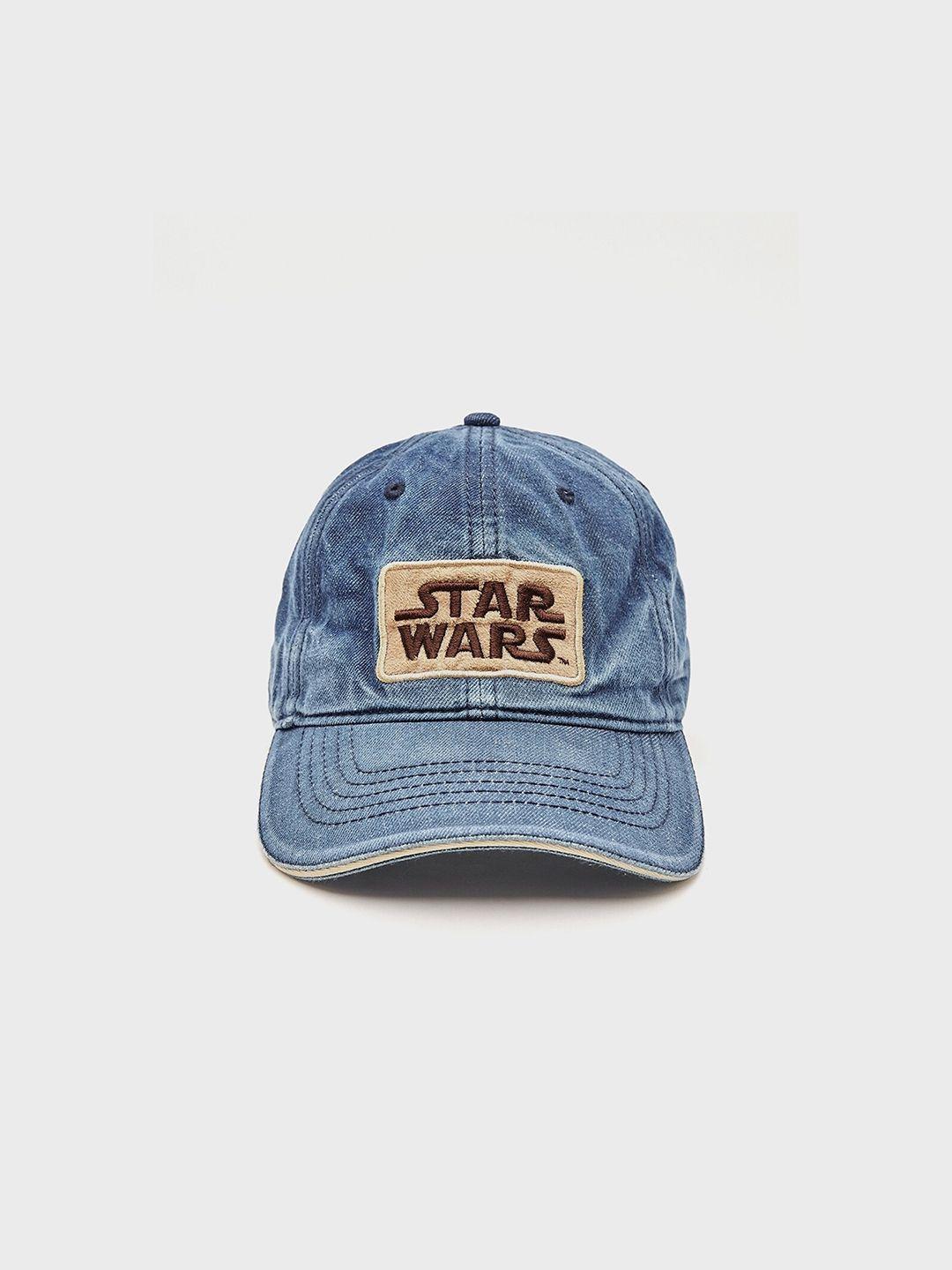 bewakoof unisex blue star war embroidered cotton baseball cap