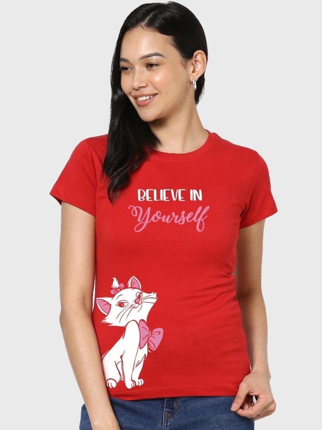 bewakoof women believe cat graphic printed t-shirt