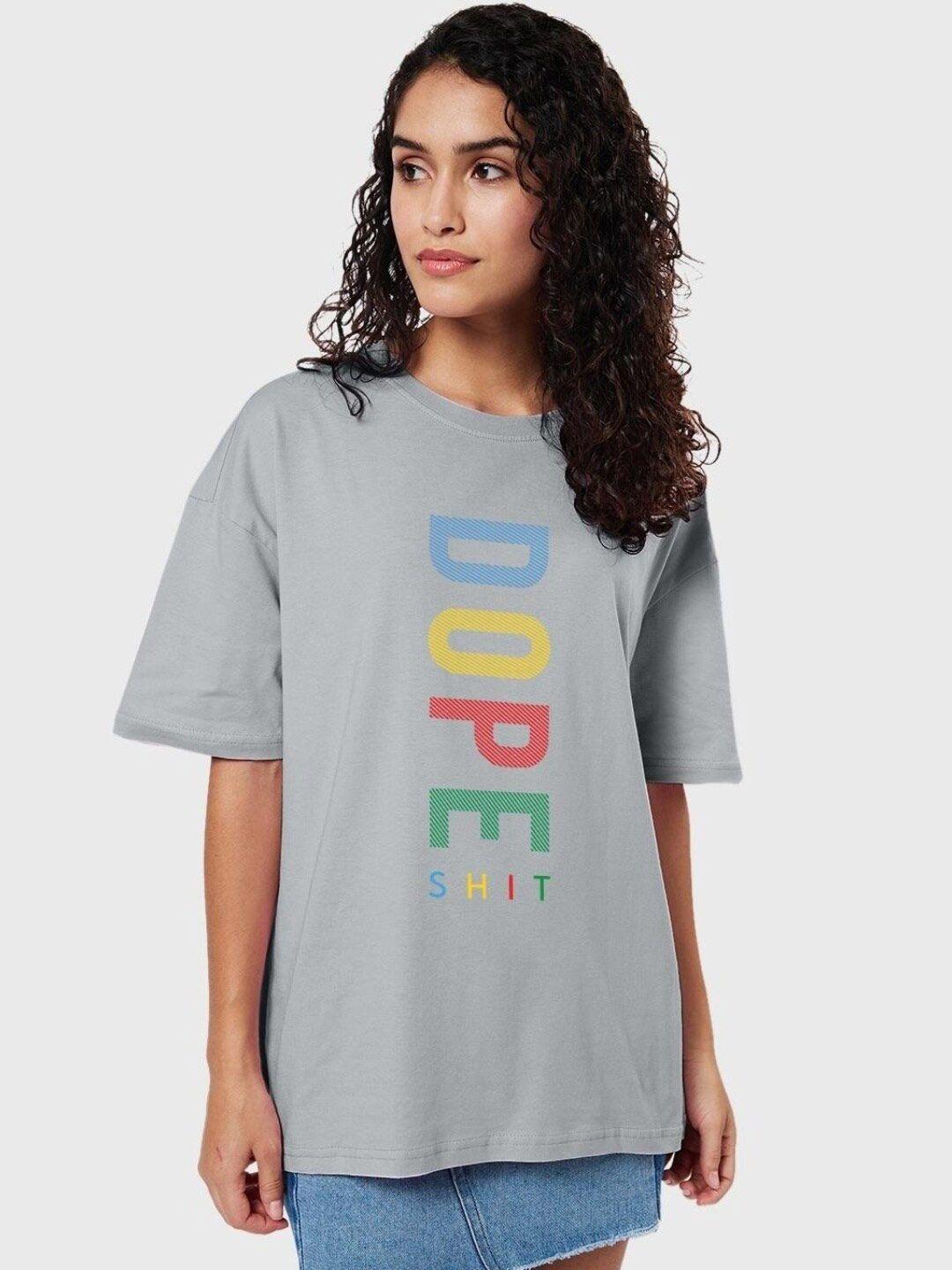 bewakoof women dope shit typography oversized t-shirt