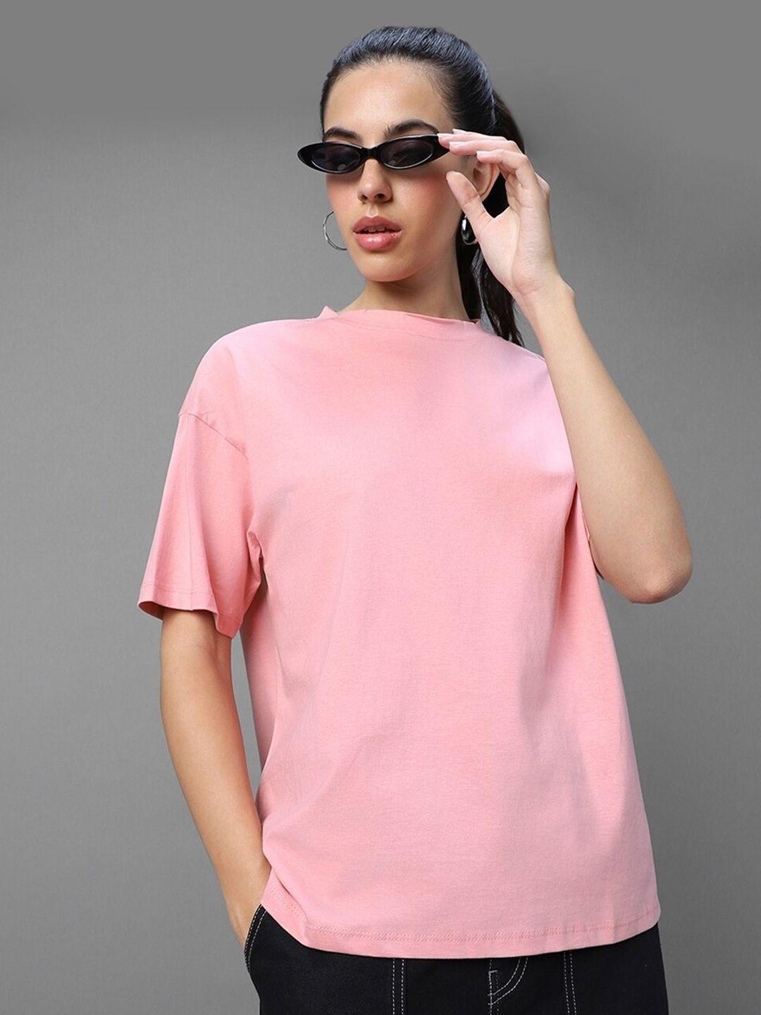 bewakoof women pink t-shirt