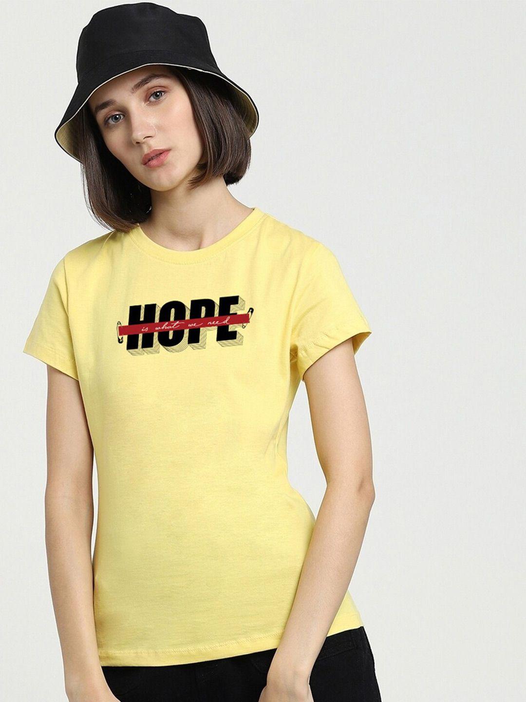 bewakoof yellow hope need typography t-shirt