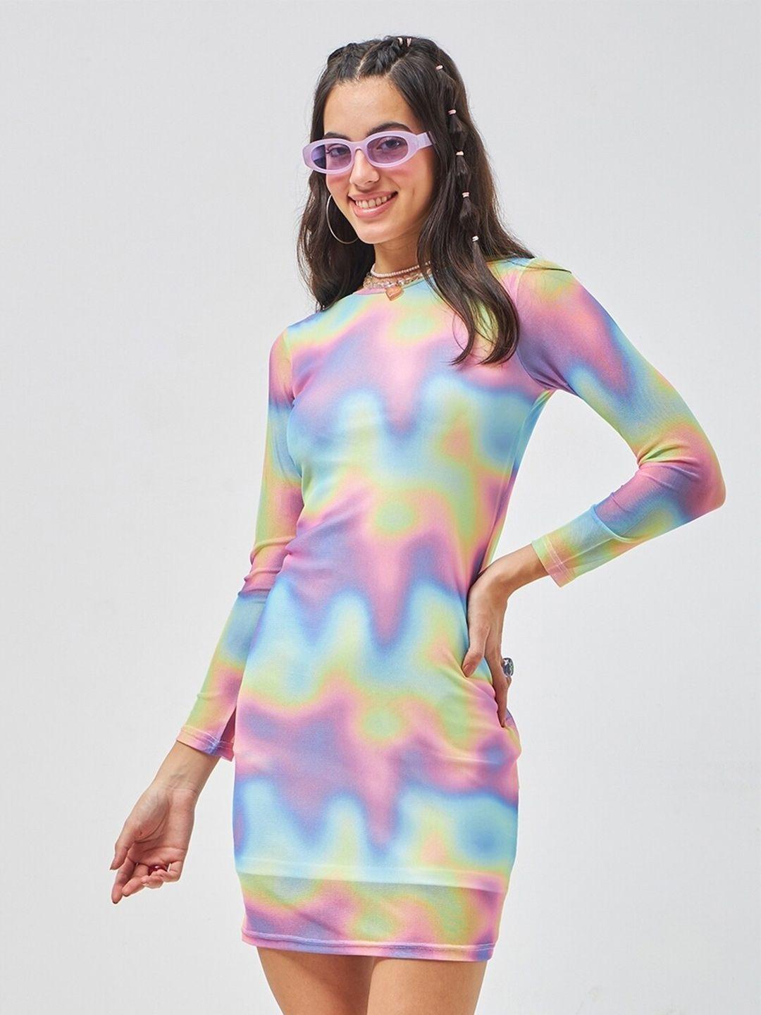 bewakoof air multicoloured print net dress