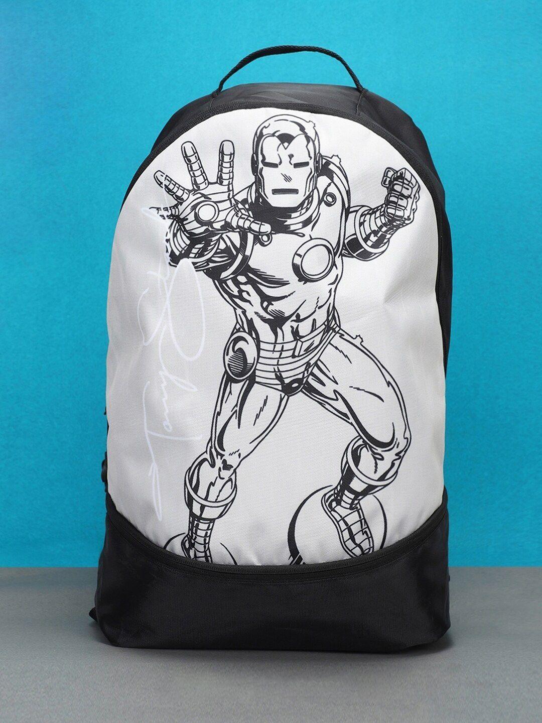 bewakoof black & silver tony stark iron man printed backpack