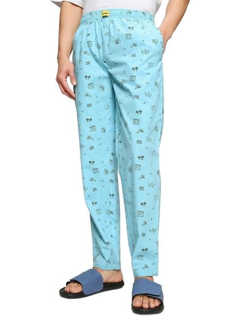 bewakoof blue regular fit printed pyjamas