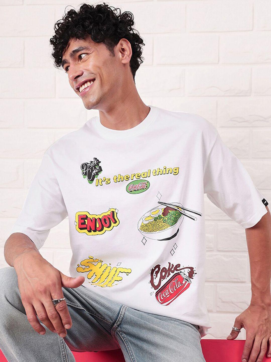 bewakoof conversational printed pure cotton oversized t-shirt