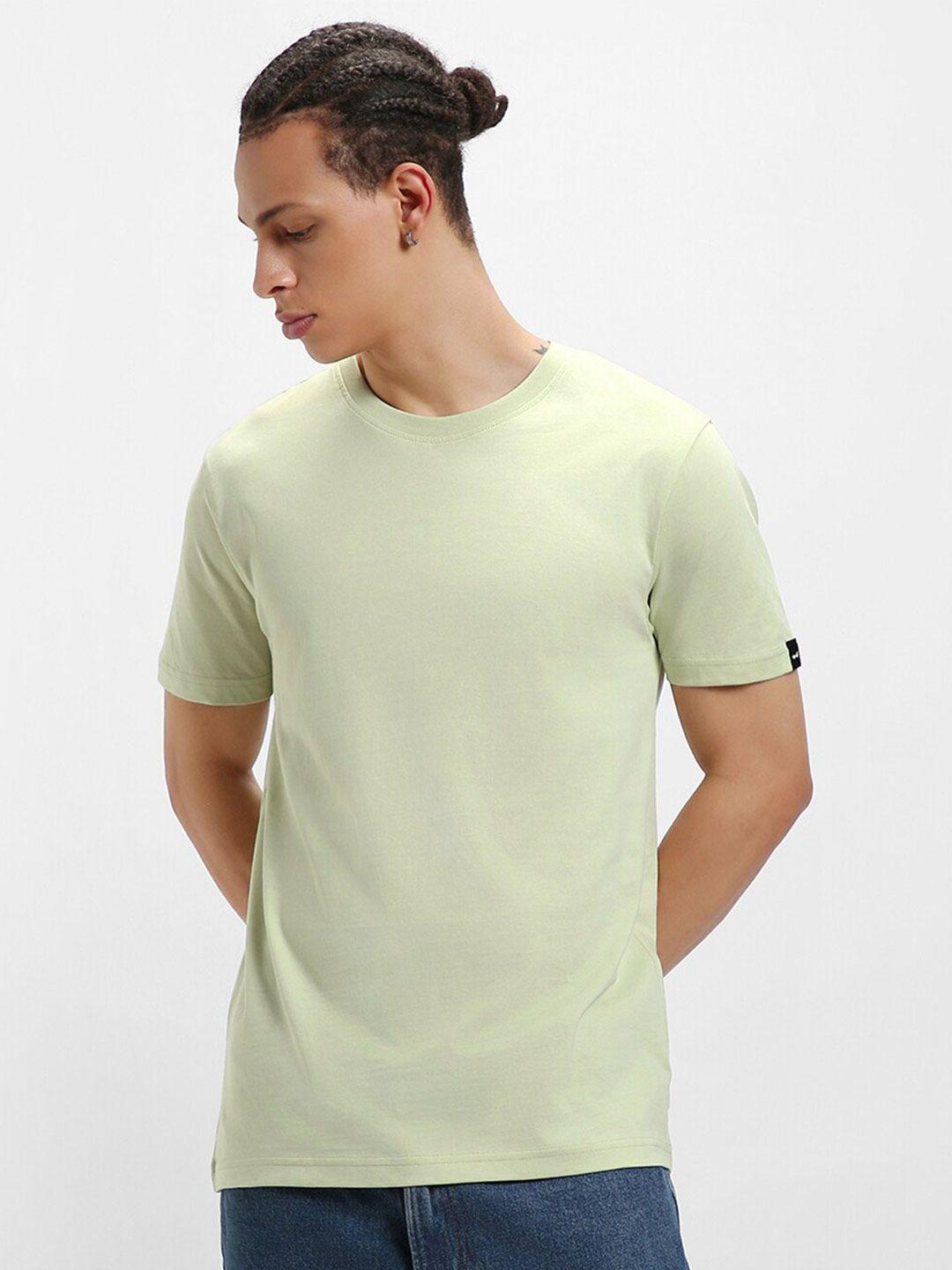 bewakoof green round neck short sleeves pure cotton regular t-shirt