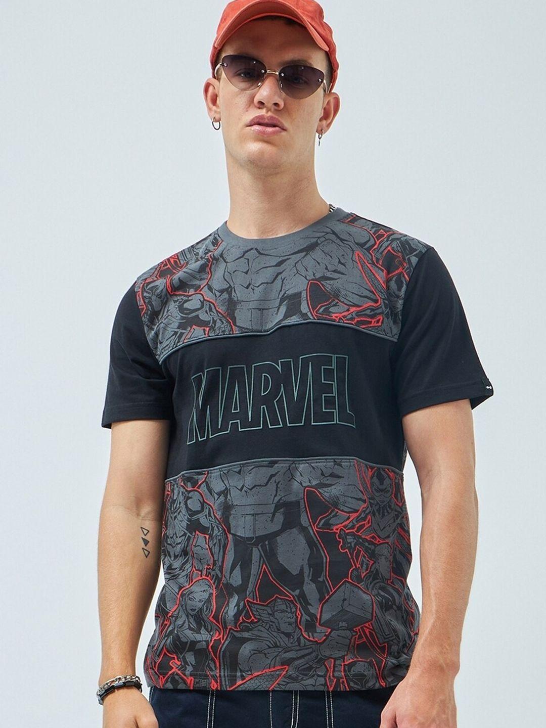 bewakoof grey and red marvel printed pure cotton t-shirt