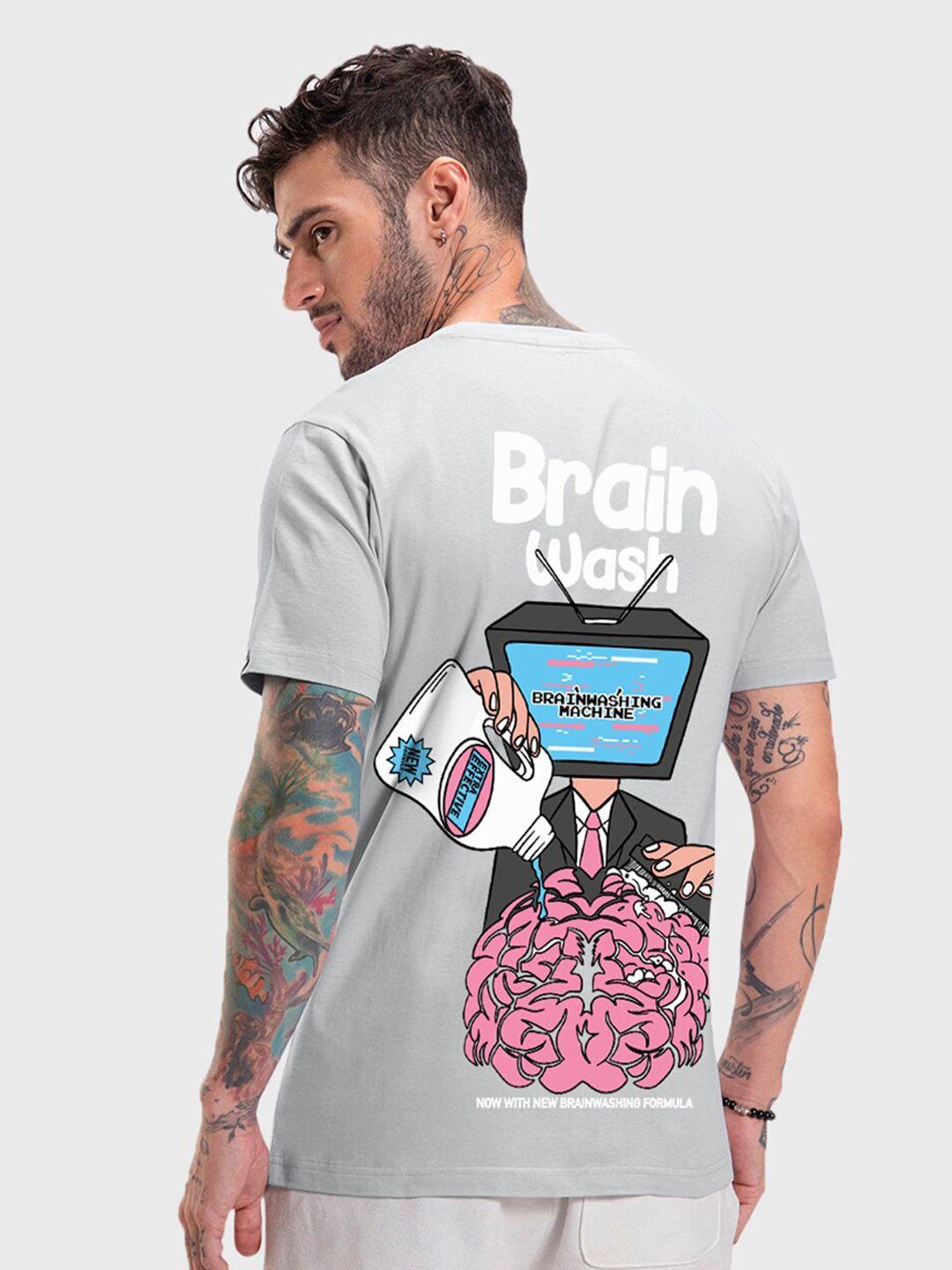 bewakoof grey brain wash graphic printed t-shirt