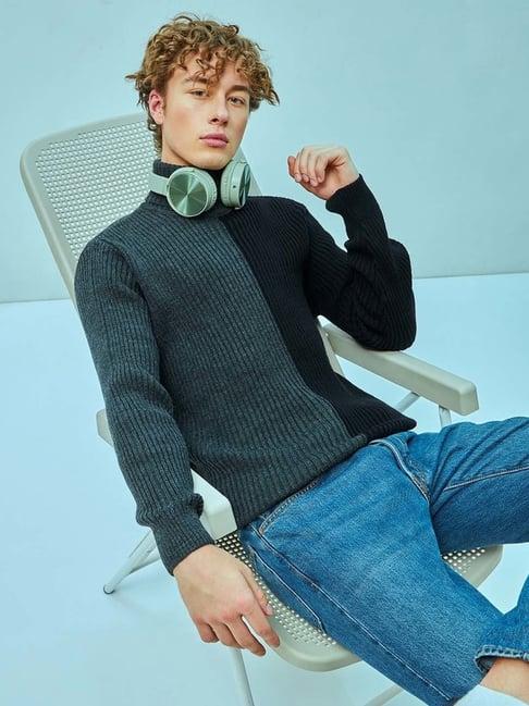 bewakoof grey regular fit sweater