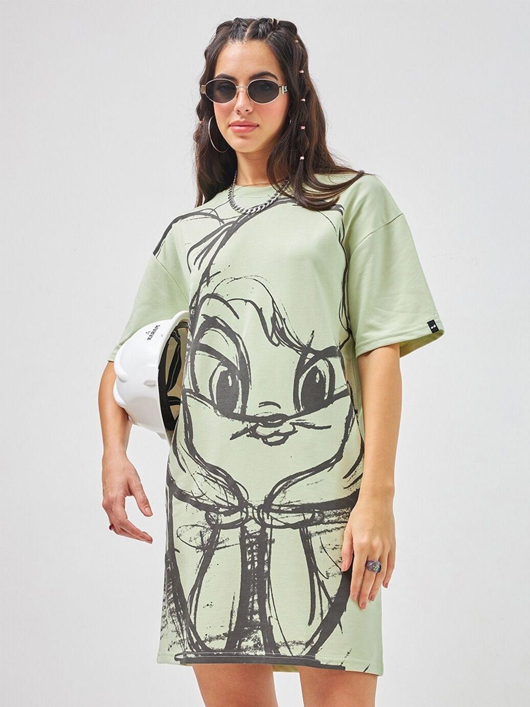 bewakoof heavy duty green print dress