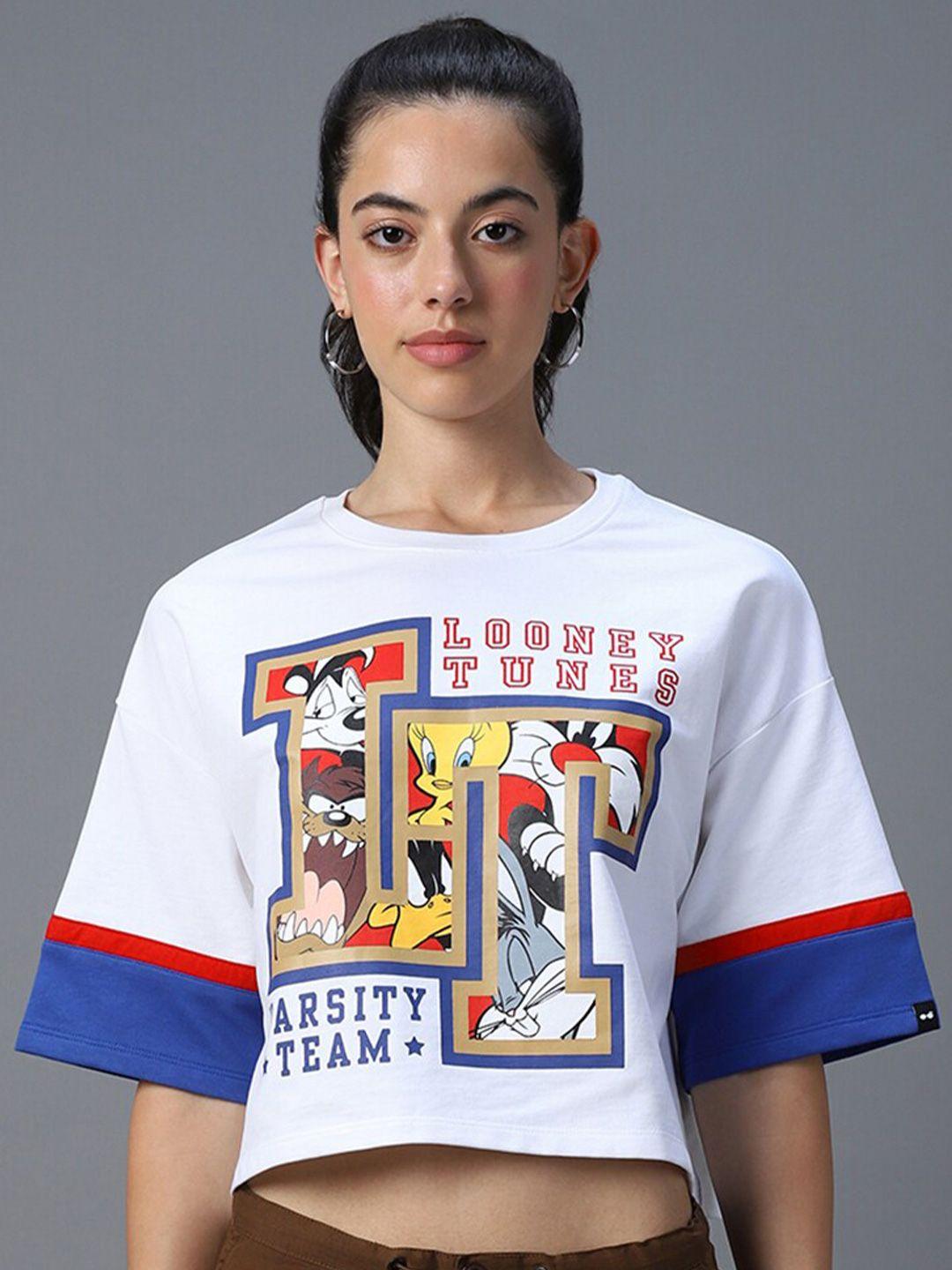 bewakoof looney tunes printed oversized cropped tshirt