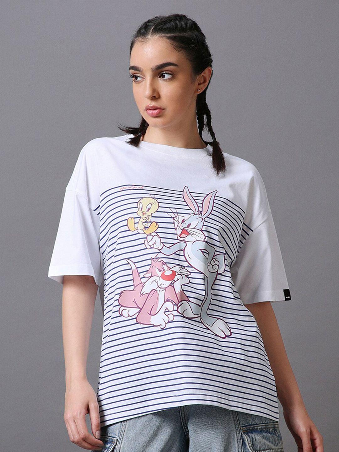 bewakoof looney tunes printed pure cotton oversized t-shirt