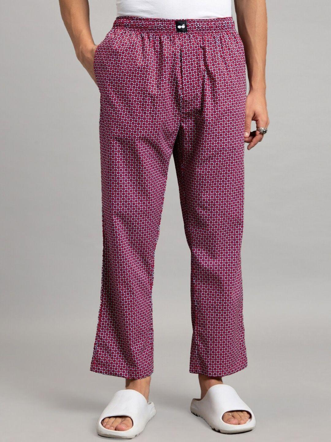 bewakoof maroon checked lounge pants