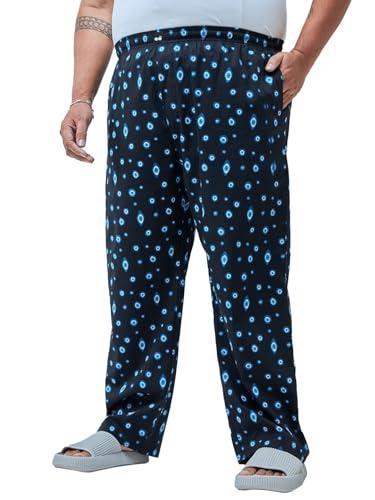 bewakoof men's all over printed regular fit cotton plus size pyjama_ 604926 blue 3xl