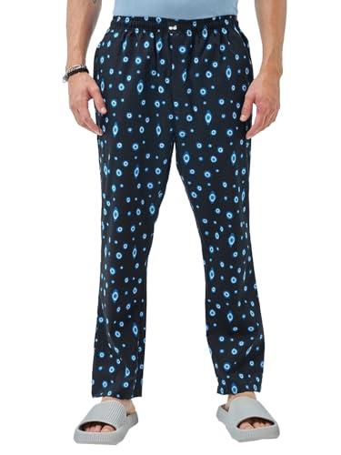 bewakoof men's all over printed regular fit cotton pyjama_ 604930 blue 3xl