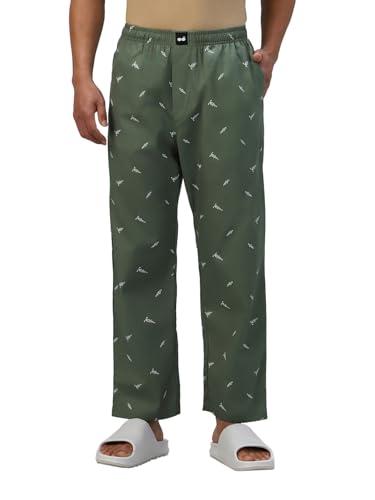 bewakoof men's all over printed regular fit pyjama_608406_green_m