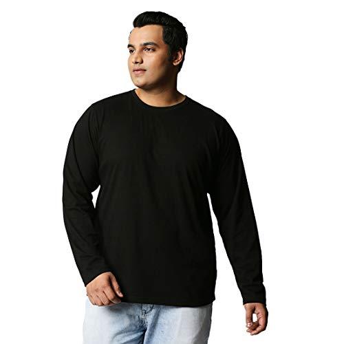 bewakoof men's solid 100% cotton plus size t-shirt - regular fit, round neck, full sleeves