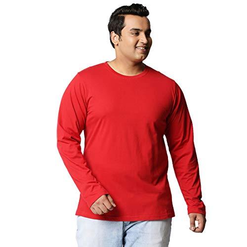 bewakoof men's solid 100% cotton plus size t-shirt - regular fit, round neck, full sleeves