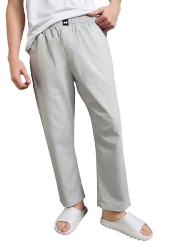 bewakoof men's solid cotton pyjamas - regular fit grey