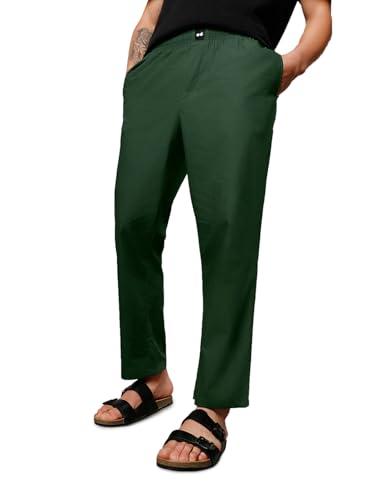 bewakoof men's solid cotton pyjamas - regular fit_581643_green_3xl