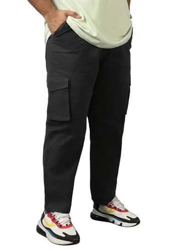 bewakoof men's solid oversized fit plus size trousers_609841_grey_44