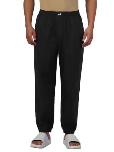 bewakoof men's solid regular fit pyjama_581551_black_s