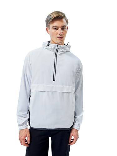 bewakoof men's typography 100%_nylon jacket- oversized fit, hooded, full sleeves_596234_white_l