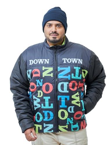 bewakoof men's typography oversized full sleeve high neck nylon plus size jacket_597111_black_6xl