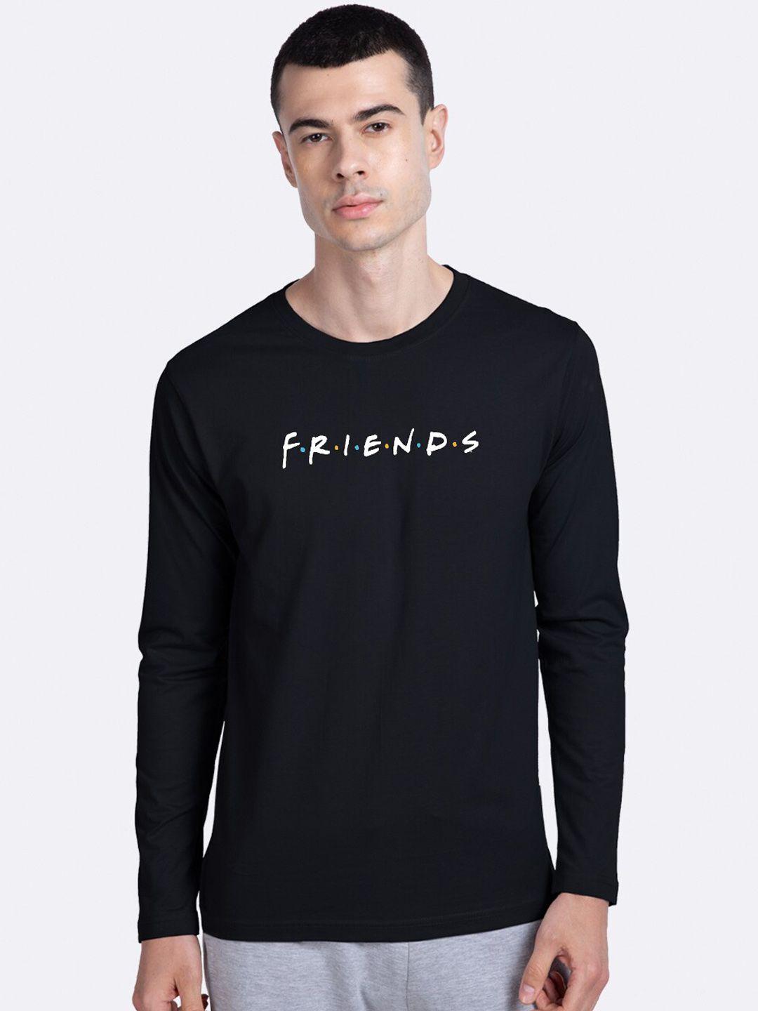 bewakoof men black friends printed round neck cotton pure cotton t-shirt