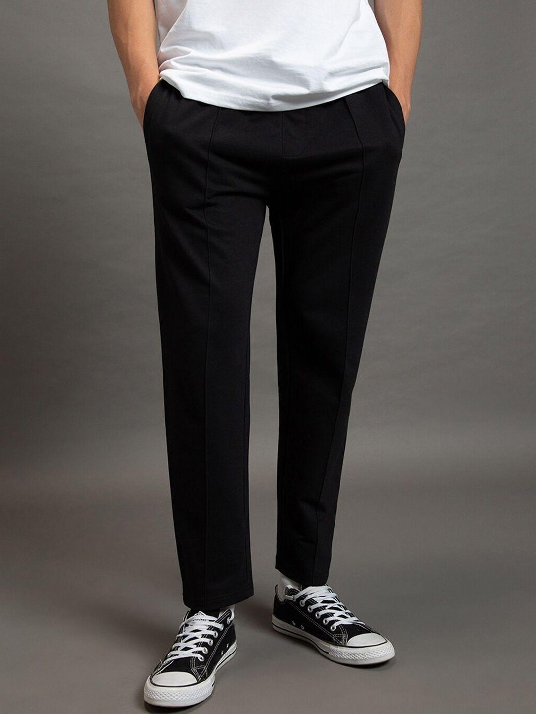 bewakoof men black regular-fit track pants