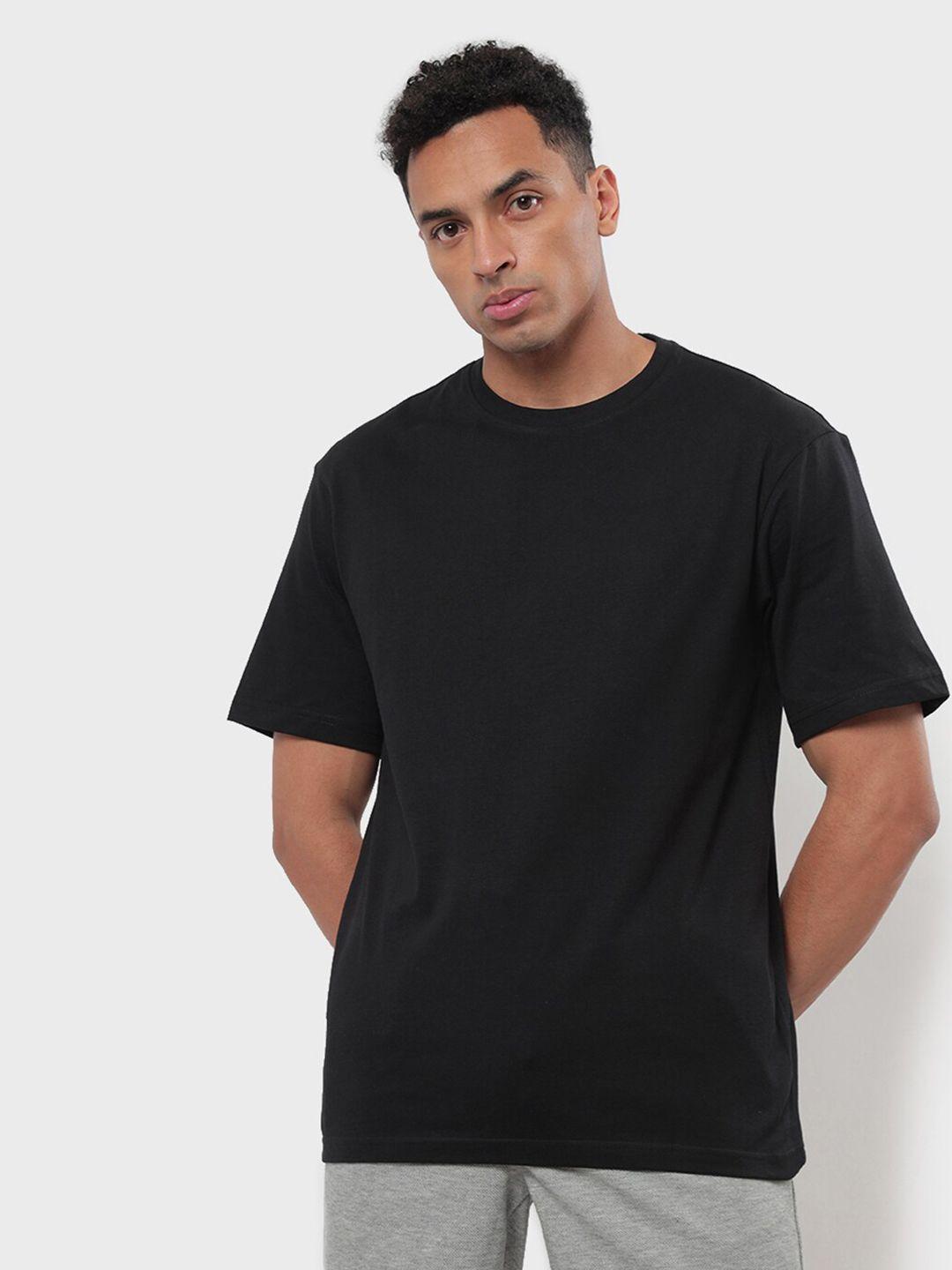 bewakoof men black solid oversized t-shirt