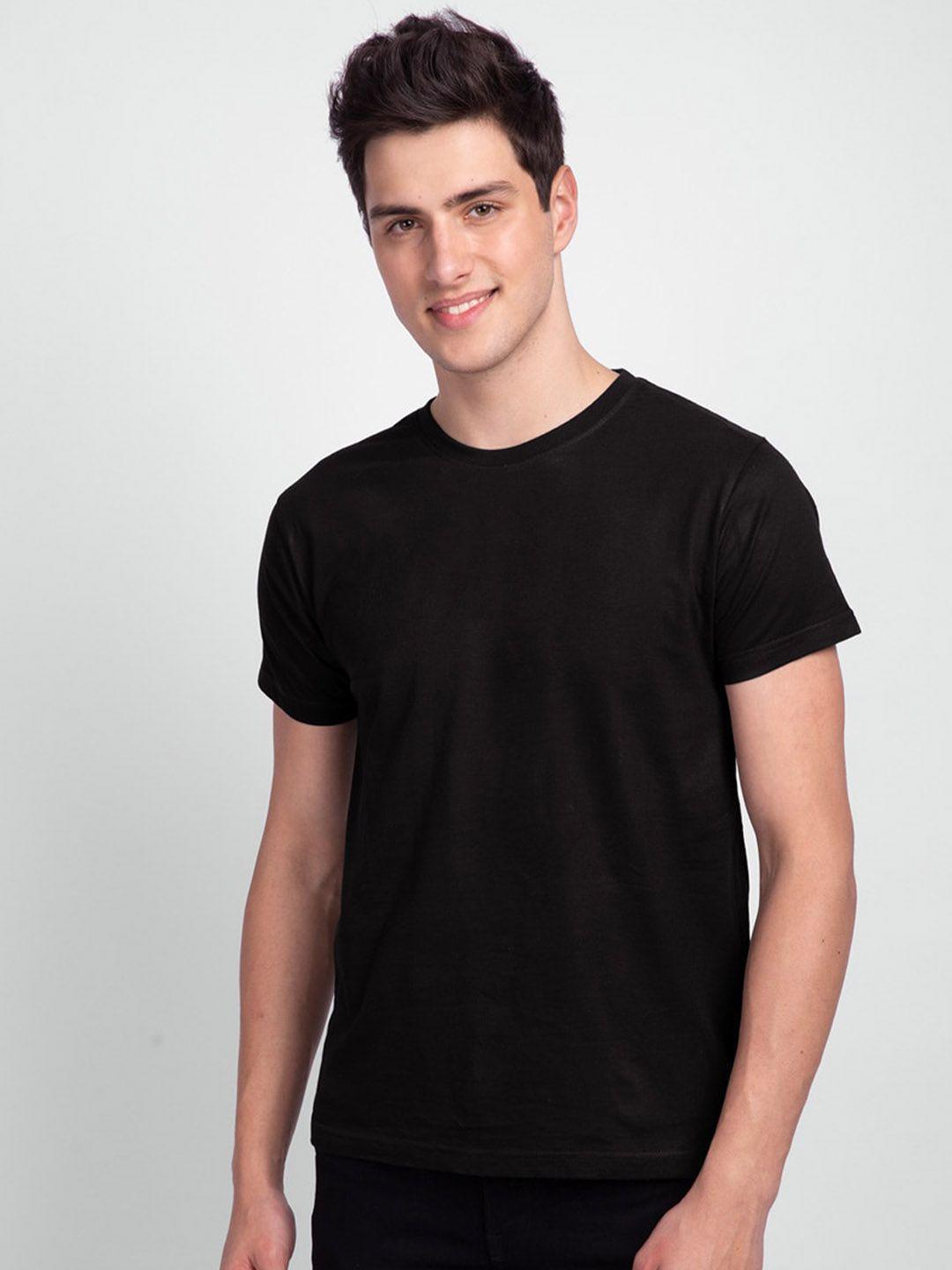 bewakoof men black solid round neck t-shirt