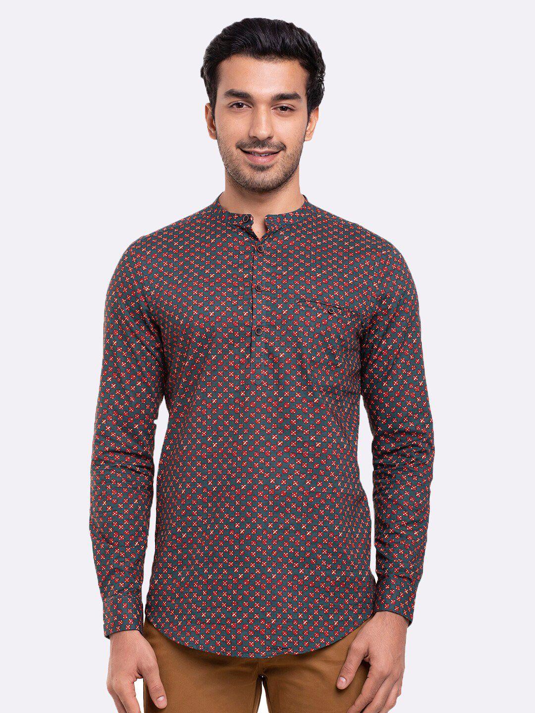 bewakoof men blue opaque printed casual shirt