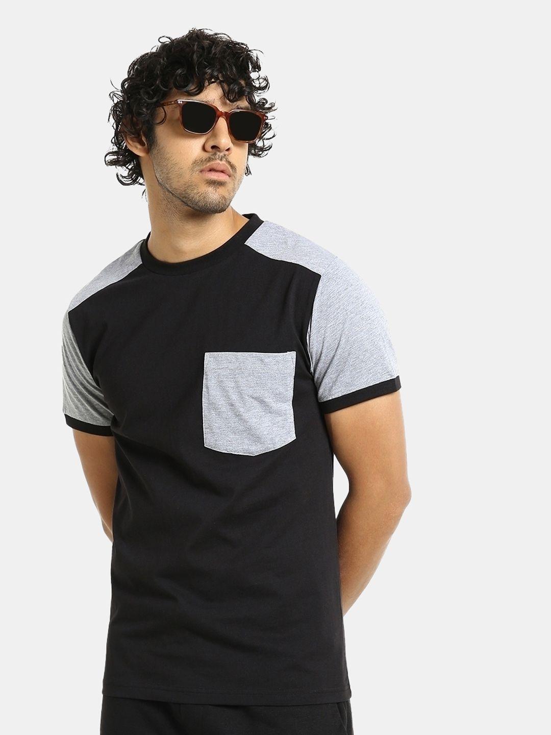 bewakoof men colourblocked cotton t-shirt