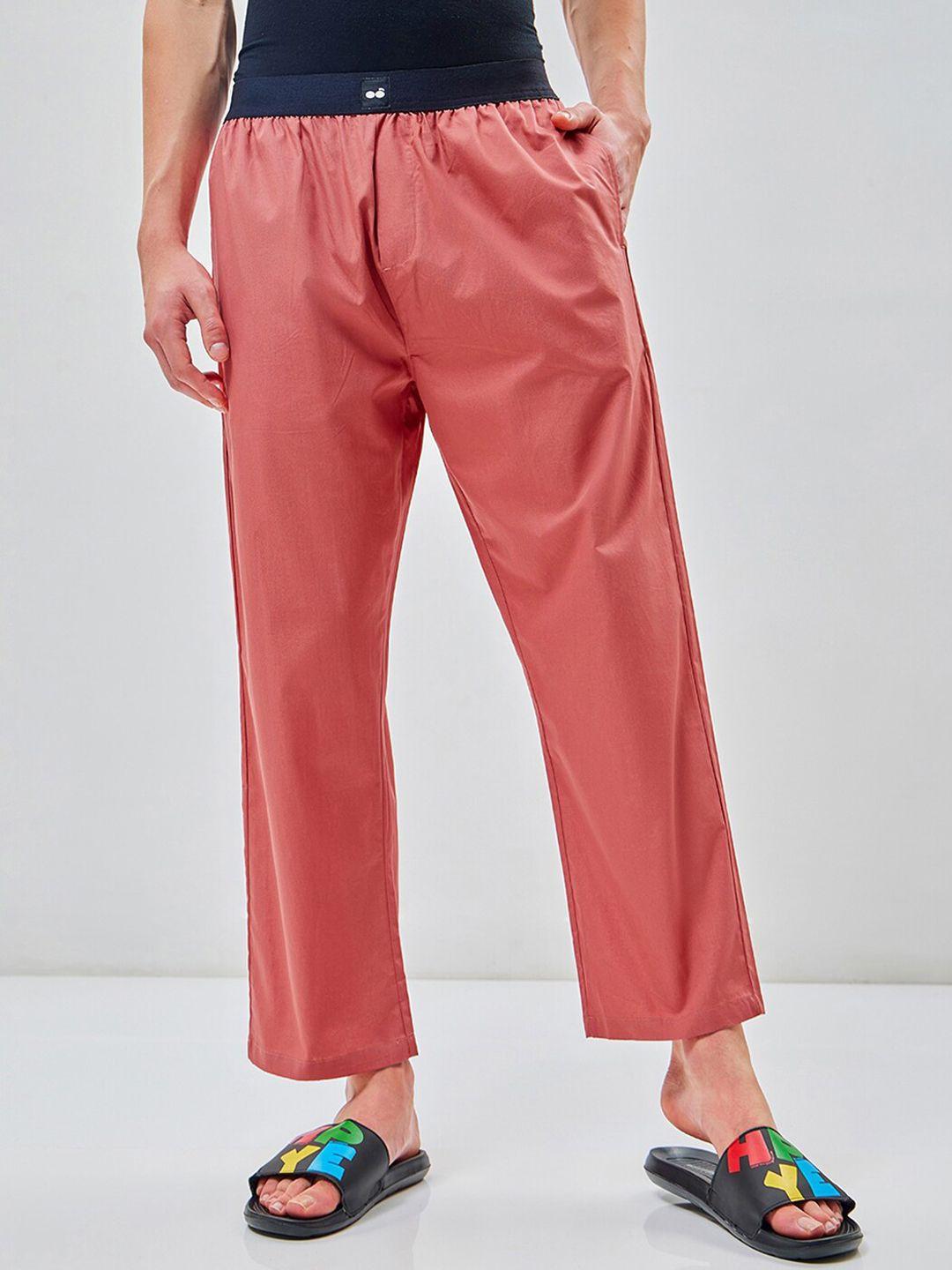 bewakoof men cotton mid-rise lounge pants