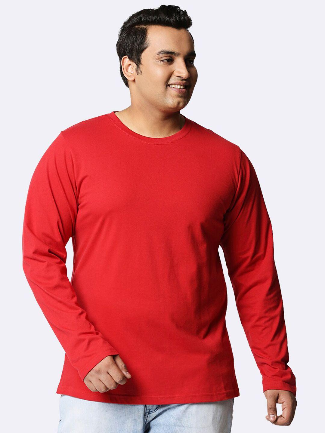 bewakoof men plus size red cotton t-shirt