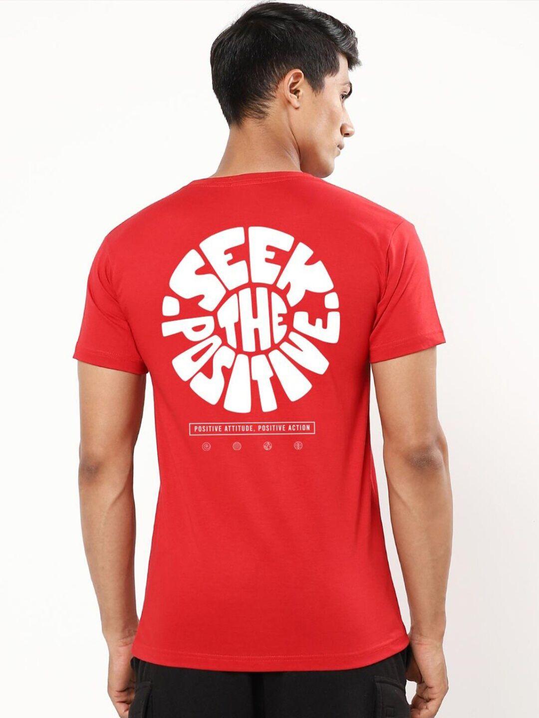 bewakoof men red typography printed t-shirt