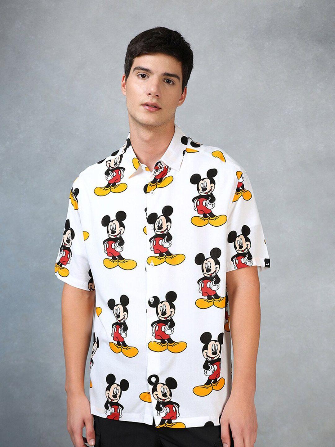 bewakoof mickey mouse printed oversized casual shirt
